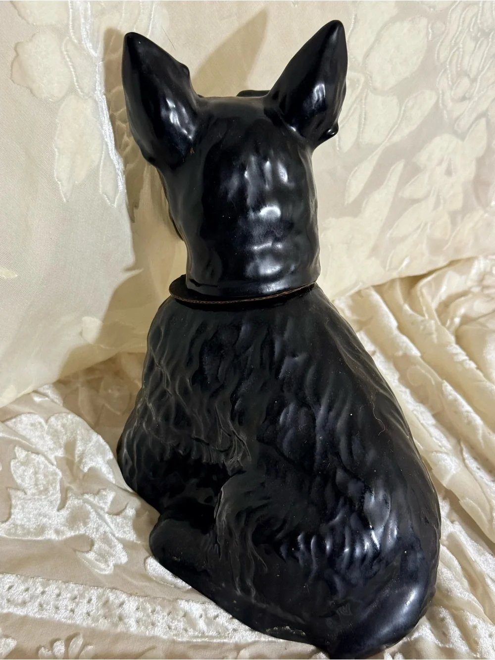 Vintage 1970 Black and White Scotch Whisky Black Scottie Dog Decanter EMPTY